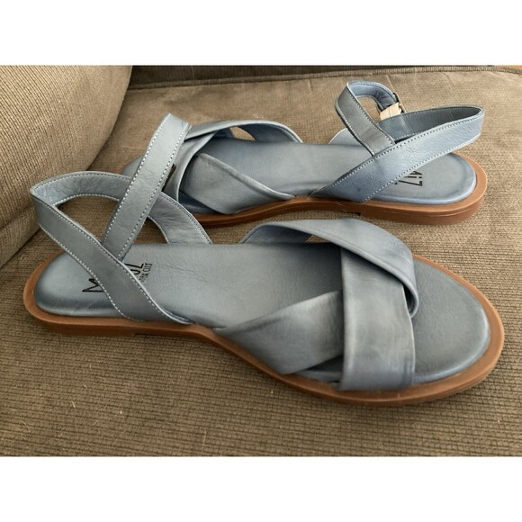 Miz Mooz Leather ‘Fallyn’ Sandals 41 or 10 Blue Folded Strap Boho Summer Beach - Picture 6 of 13